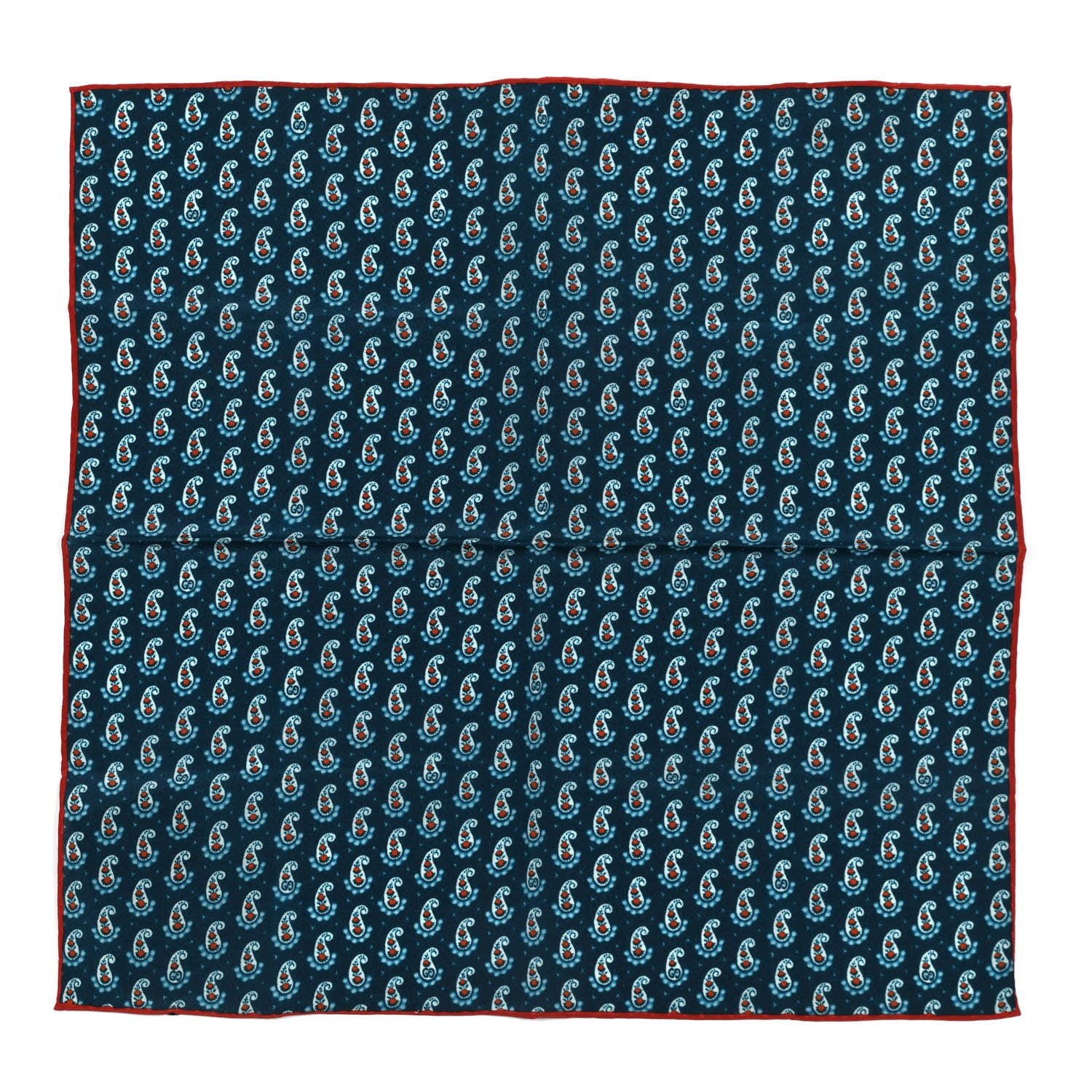 Gucci Silk Paisley Printed Pocket Square Blue 1 of 3