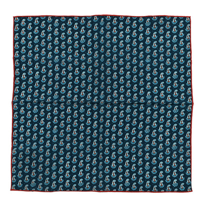 Gucci Silk Paisley Printed Pocket Square Blue 1 of 3