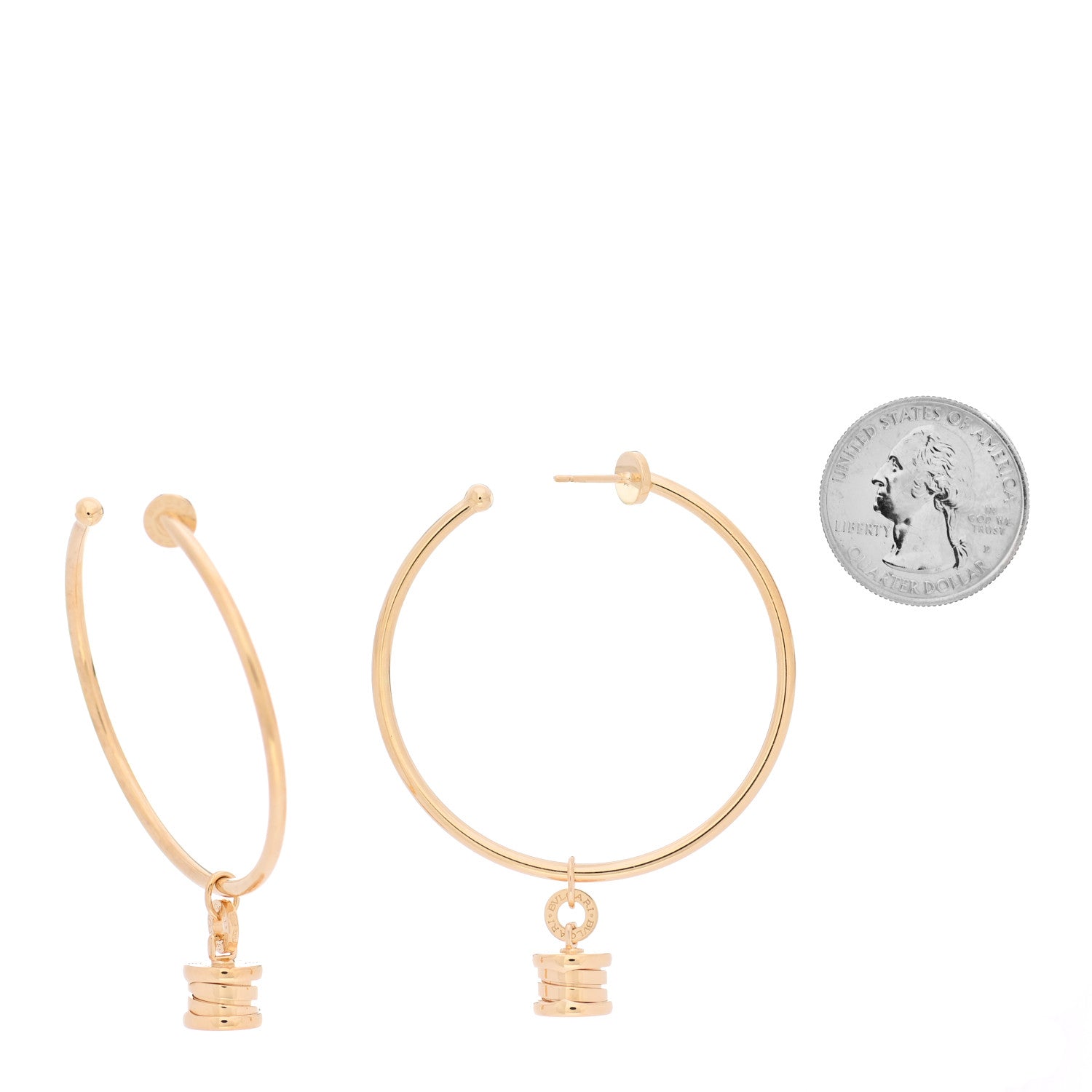 Bulgari 18K Yellow Gold B.Zero1 Dangle Hoop Earrings 2 of 7