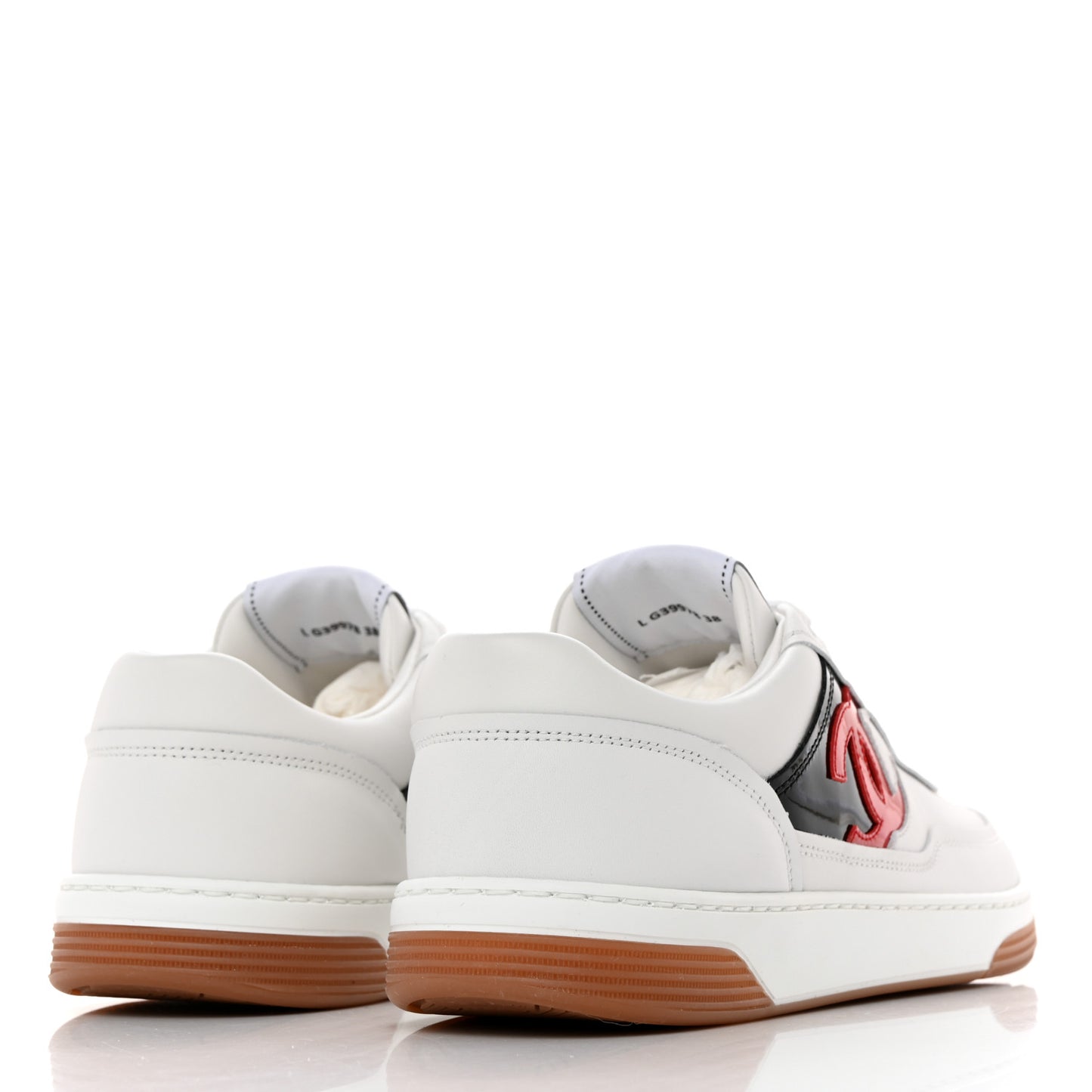 Calfskin Womens CC Sneakers 38 White Black Red