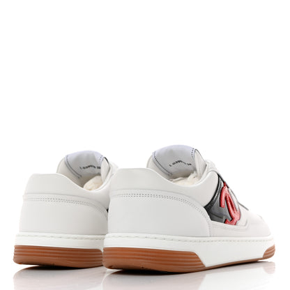 Chanel Calfskin Womens CC Sneakers 38 White Black Red 4 of 8