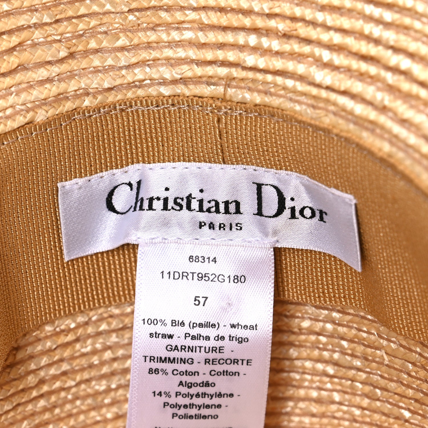 Dior バケットハット　57号 Christian Dior Straw Bucket Hat 57 Natural 1837108 – FASHIONPHILE