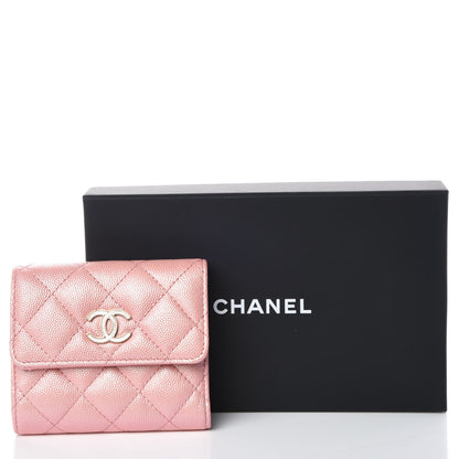 Chanel Iridescent Caviar Small Quilted Flap Wallet Rose Pink 9 of 9