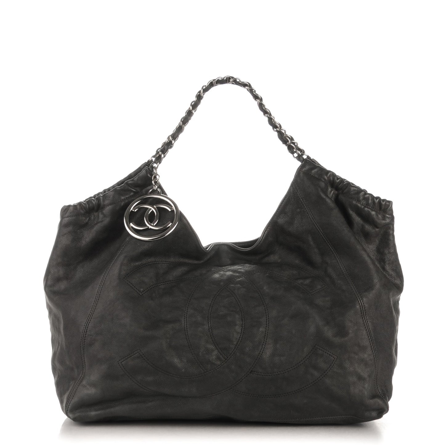 Distressed Caviar XL Coco Cabas Black