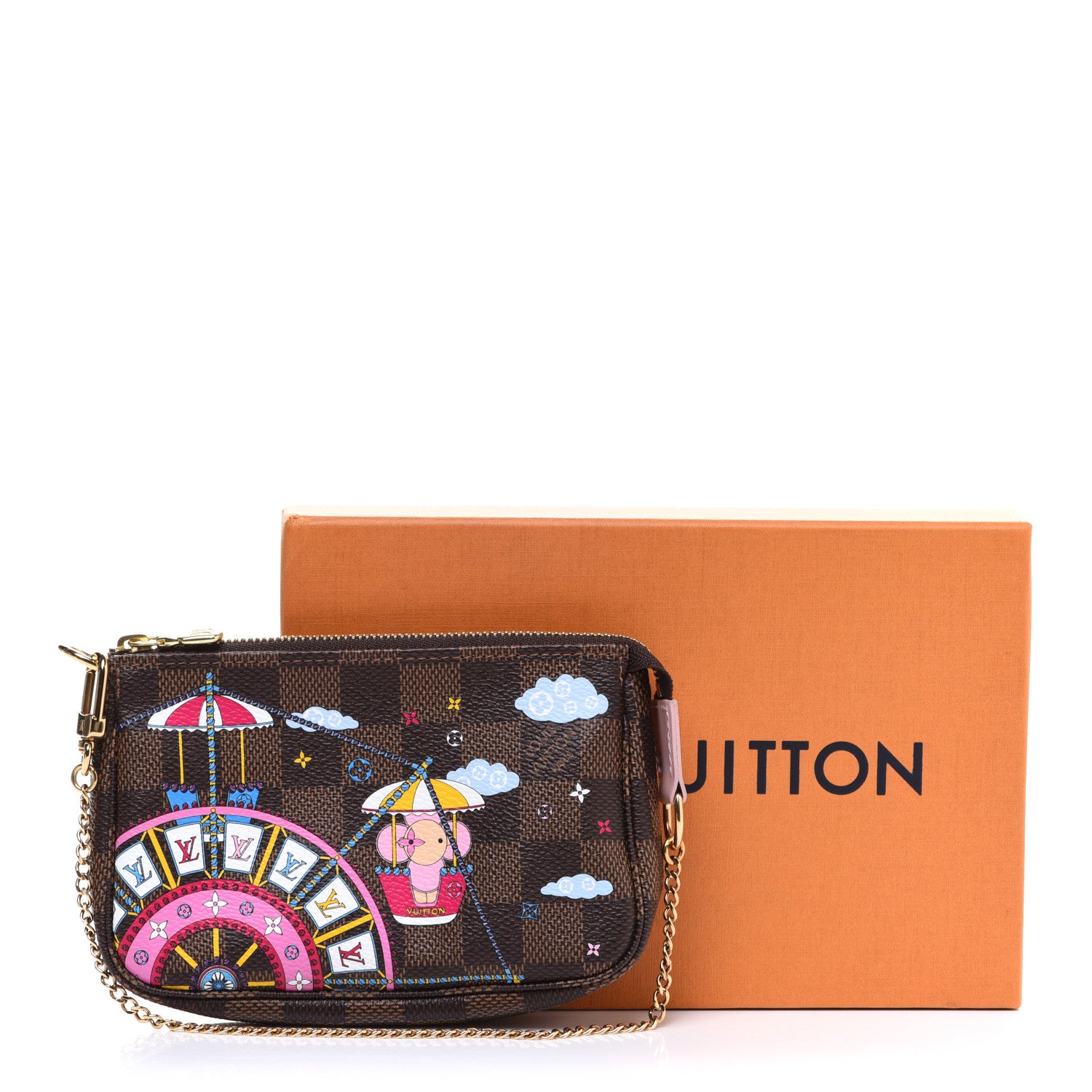 Louis Vuitton Damier Ebene 2020 Christmas Animation Big Wheel Mini Pochette Accessories Rose Ballerine 10 of 10