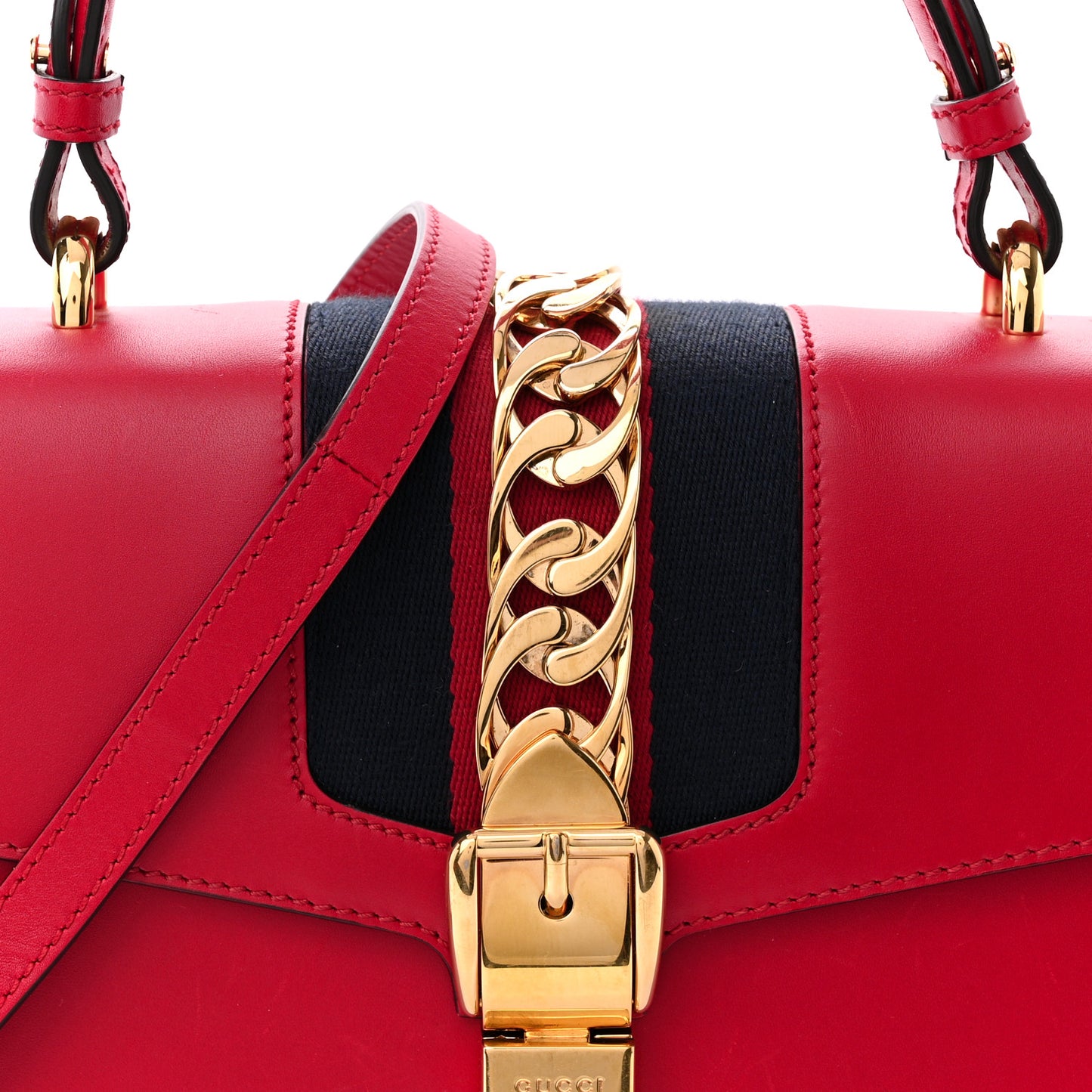 Calfskin Medium Sylvie Top Handle Bag Hibiscus Red