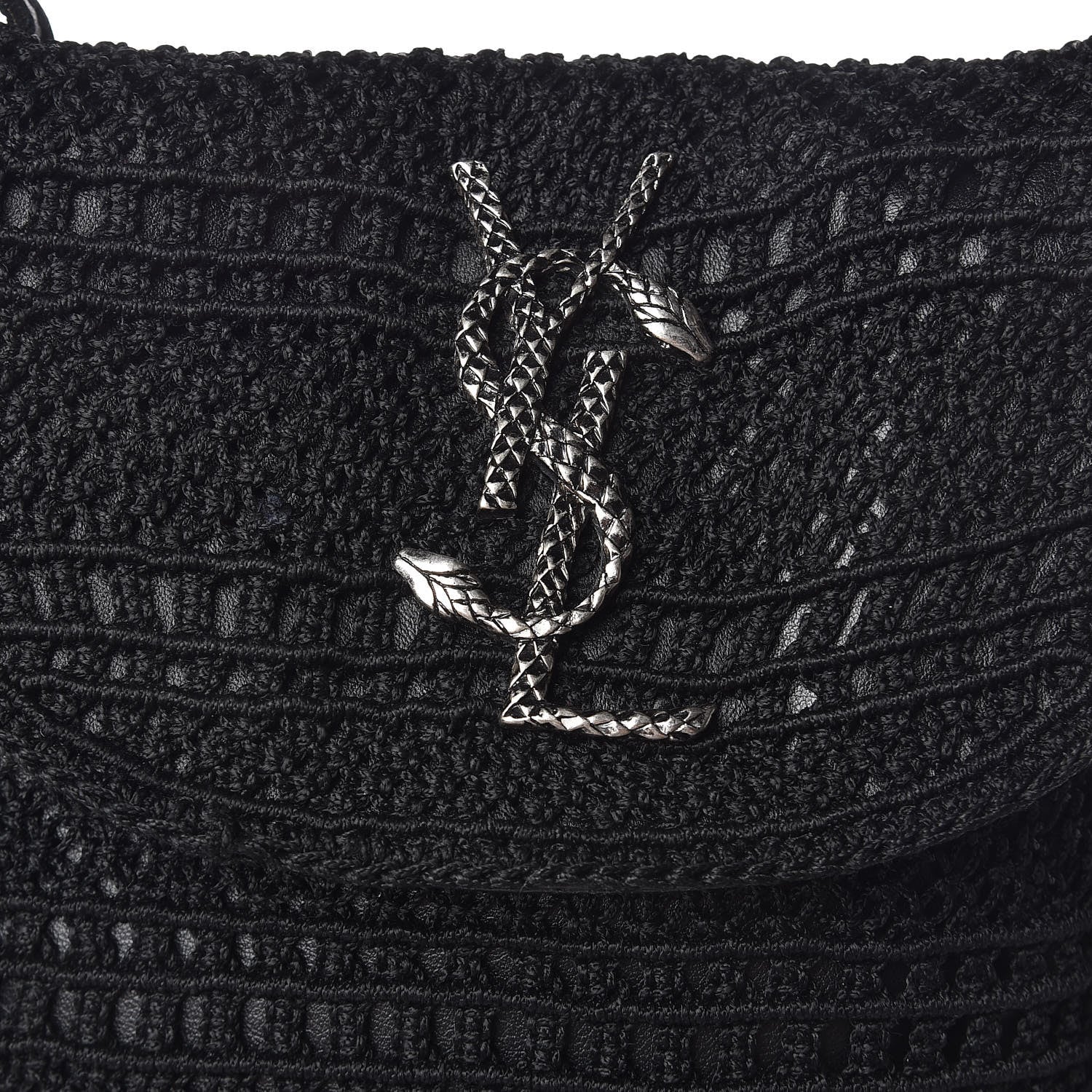 Saint Laurent Crochet Fringe Monogram Serpent Anita Small Crossbody Black 8 of 9