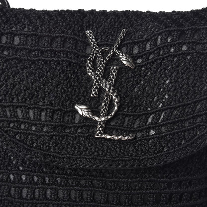 Saint Laurent Crochet Fringe Monogram Serpent Anita Small Crossbody Black 8 of 9