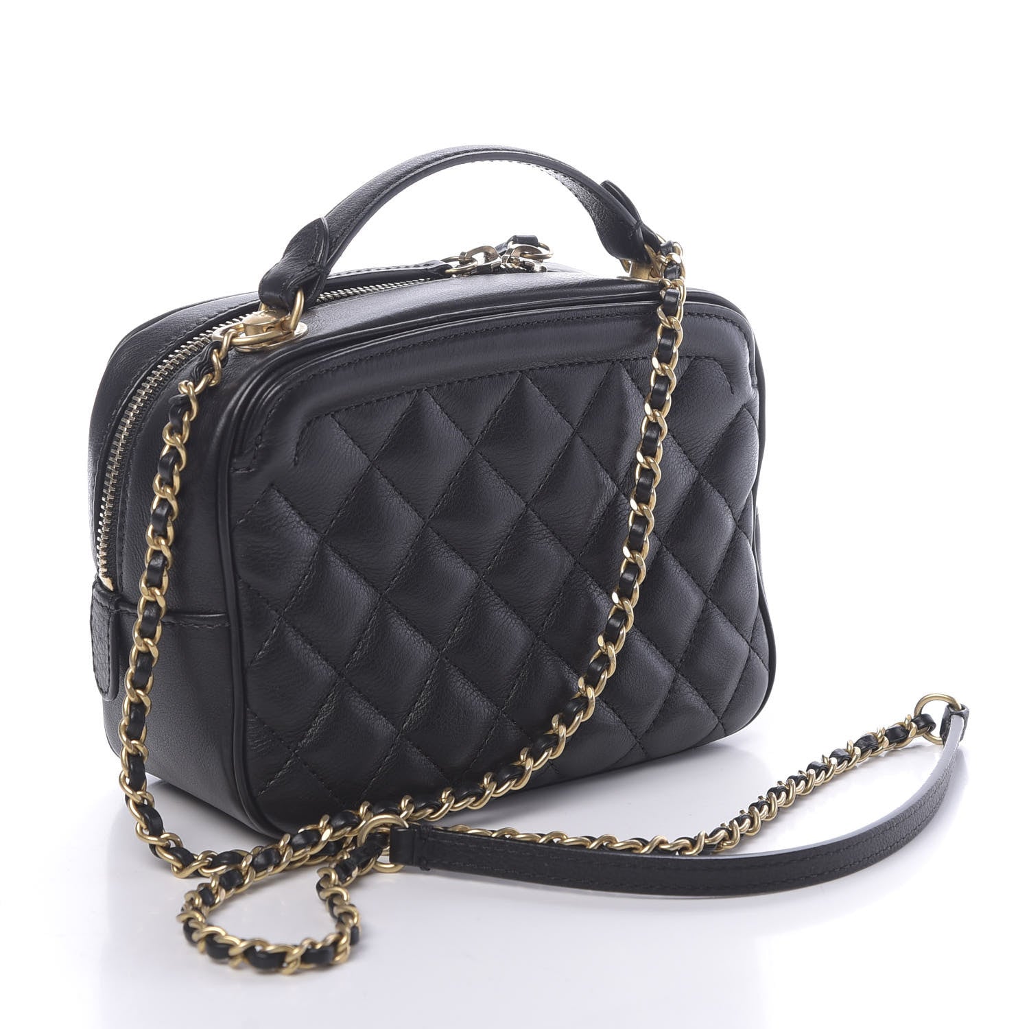 Chanel Calfskin Quilted CC Vanity Case Black 3 of 12