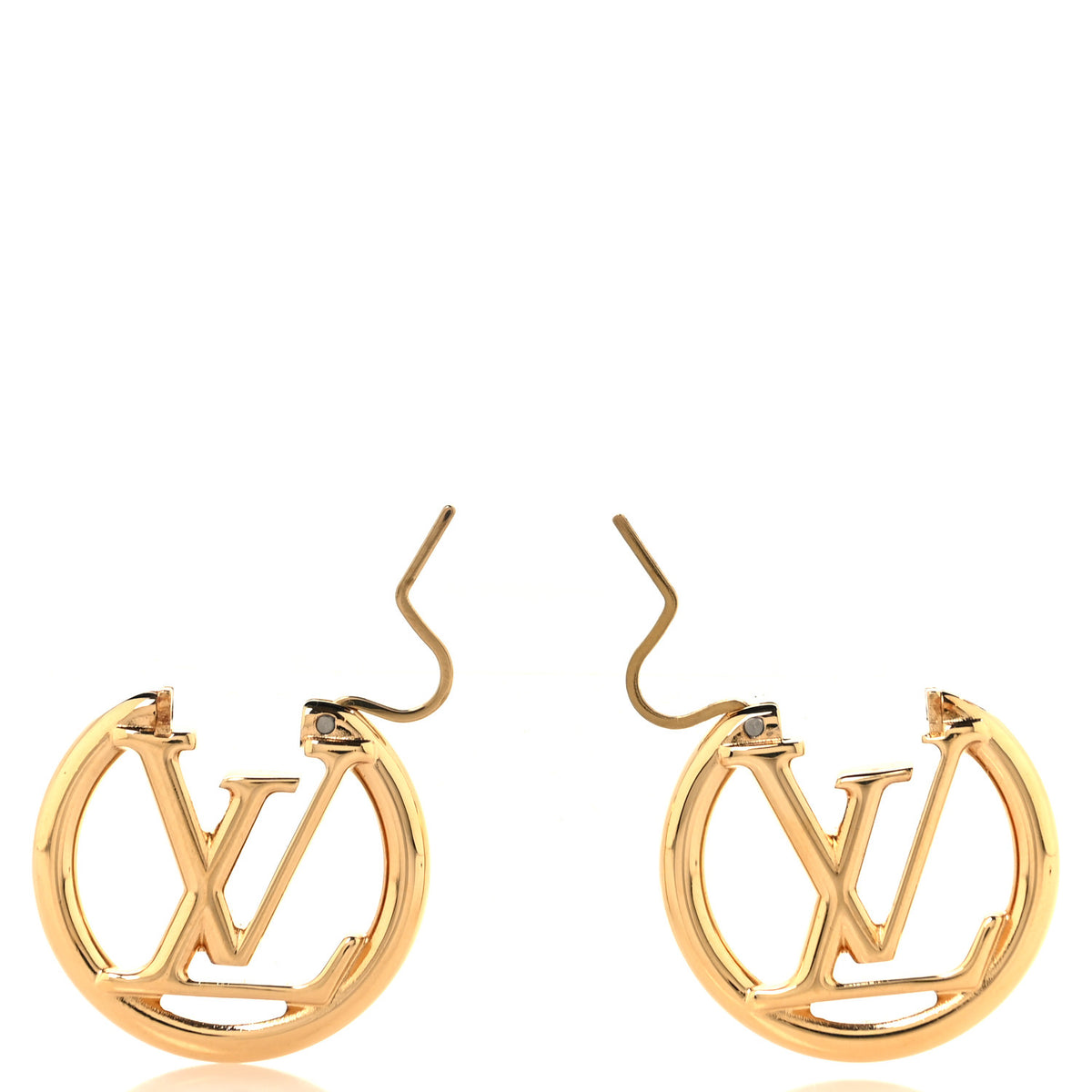 Louis Vuitton Metal Small Louise Hoop Earrings Gold 3 of 4