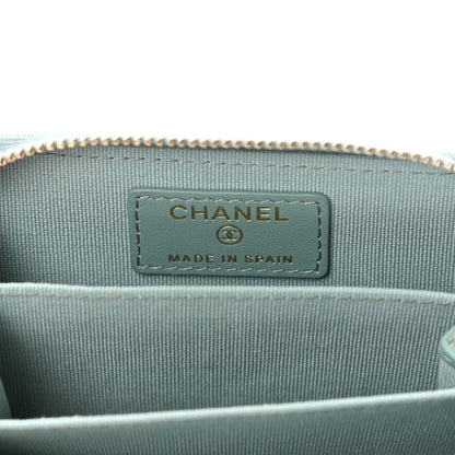 Chanel Caviar Quilted Zip Around Coin Purse Wallet Dark Green 6 of 10