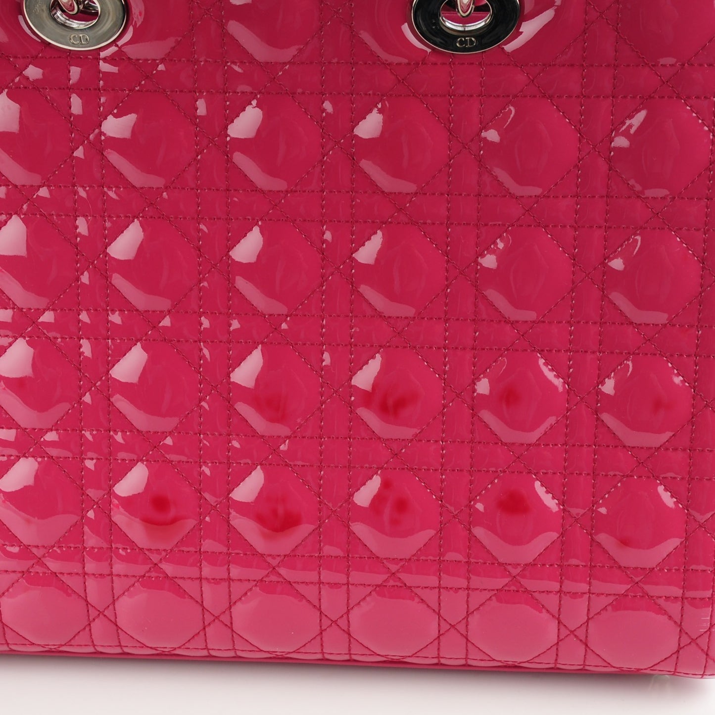 Patent Cannage Large Lady Dior Fuchsia