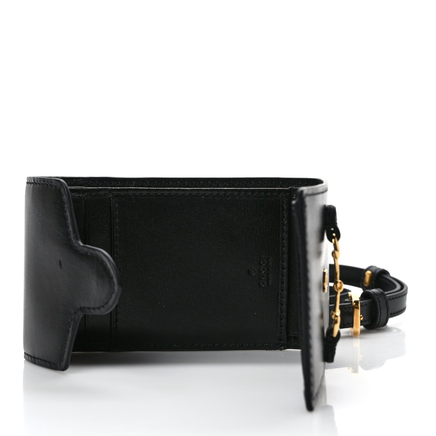 Gucci Boarded Plutone Calfskin Mini Horsebit 1955 Crossbody Bag Black 5 of 9