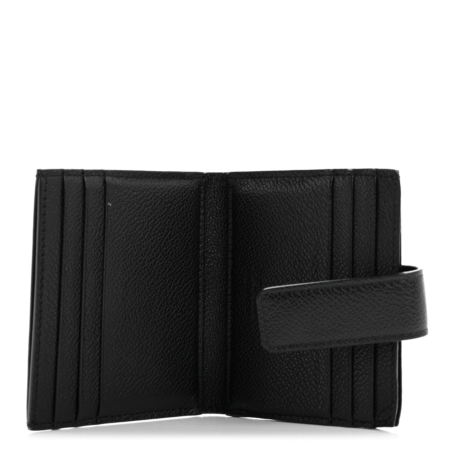 Prada Vitello Micro Grain Bi-Fold Tab Wallet Black Mercurio 5 of 11