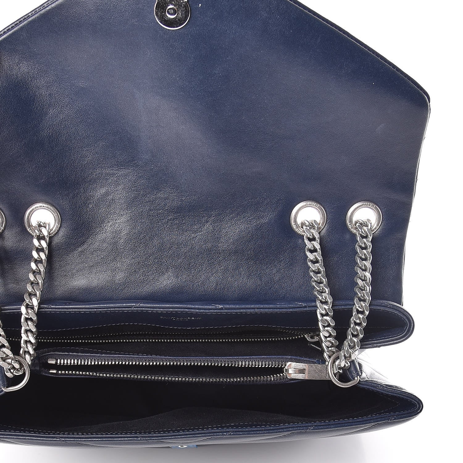 Saint Laurent Calfskin Y Quilted Monogram Medium Loulou Chain Satchel Denim Blue 7 of 10