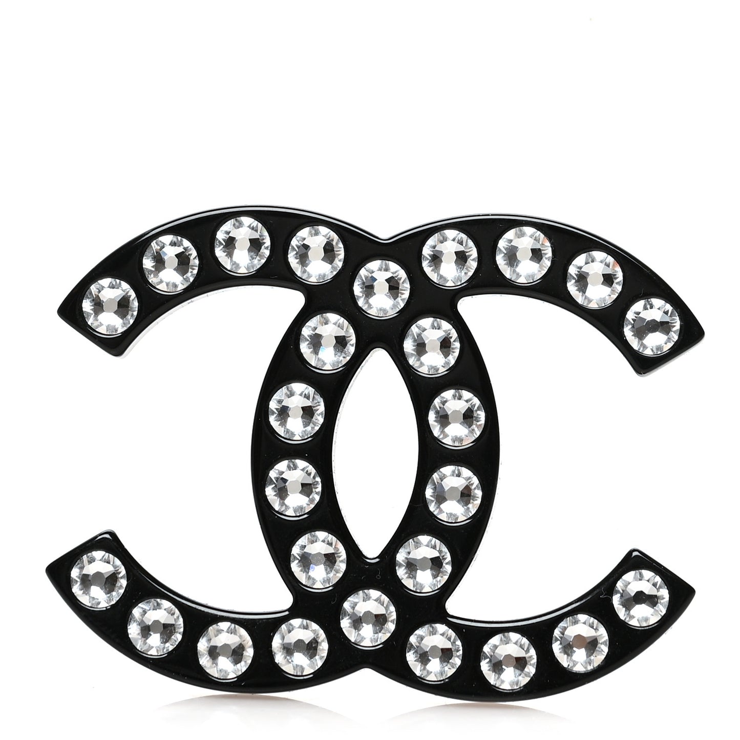 Resin Crystal CC Brooch Black