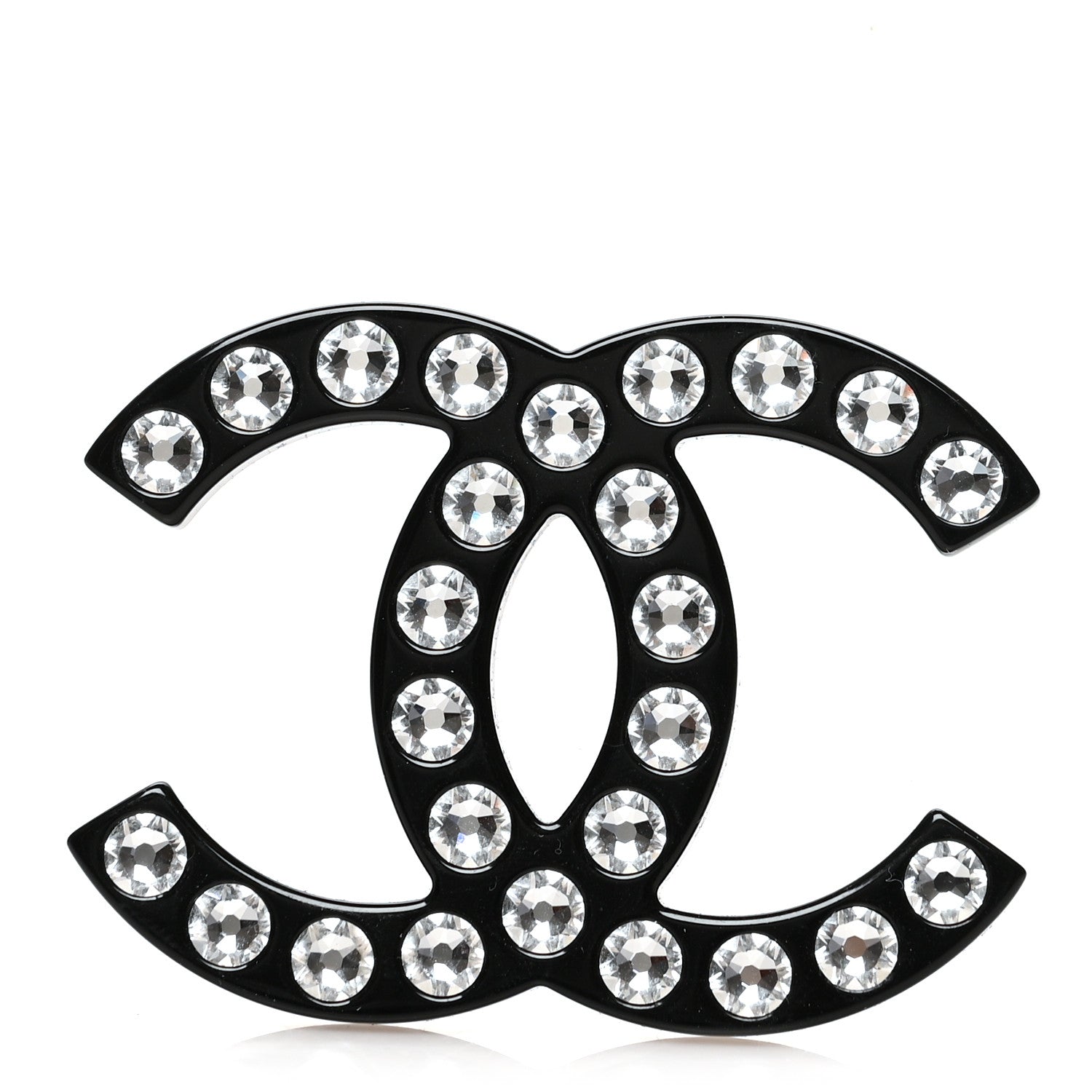Chanel Resin Crystal CC Brooch Black 1 of 4