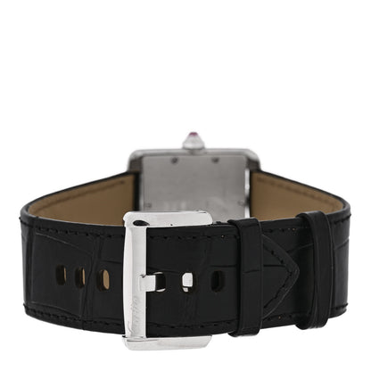 Cartier Stainless Steel Alligator Mother of Pearl 38mm Tank Divan Quartz Watch 3 of 5