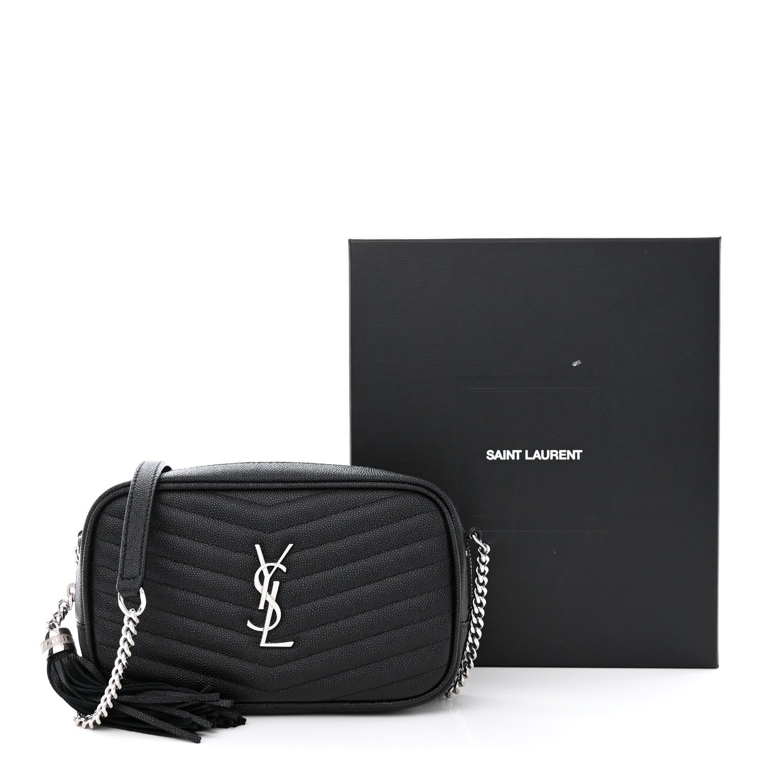 Saint Laurent Grain De Poudre Matelasse Monogram Mini Lou Camera Bag Black 11 of 11