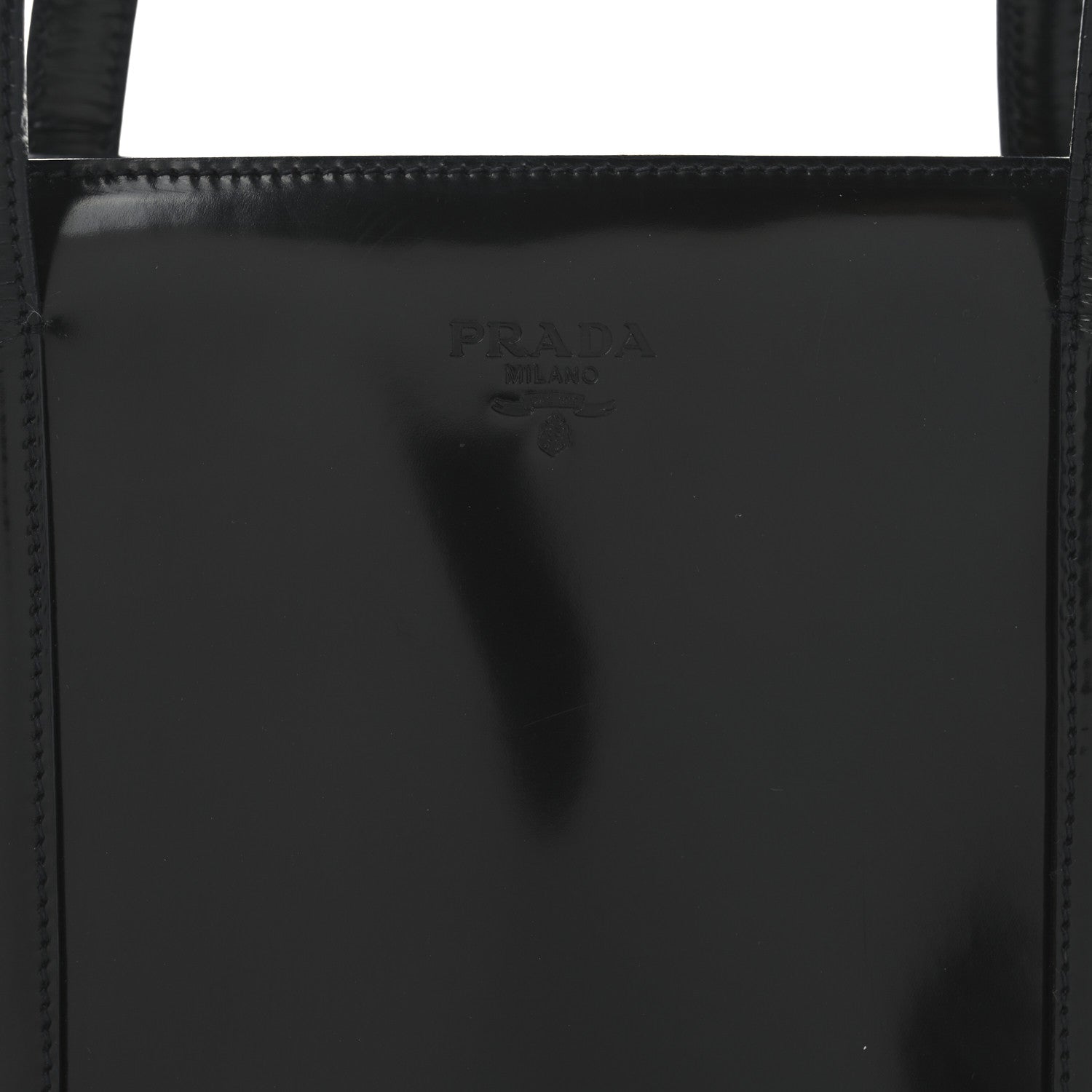 Prada Spazzolato Logo Embossed Tote Black 7 of 9
