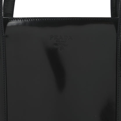 Prada Spazzolato Logo Embossed Tote Black 7 of 9