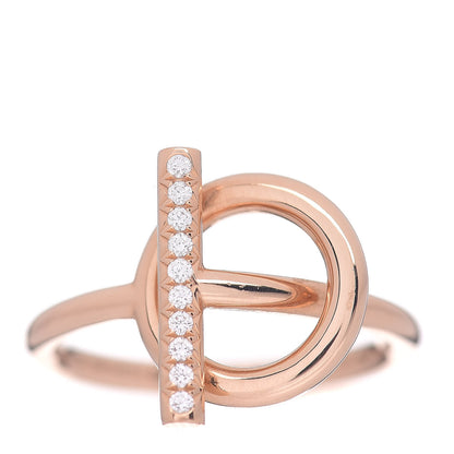 Hermes 18K Rose Gold Diamond PM Echappee Ring 53 6.25 1 of 6
