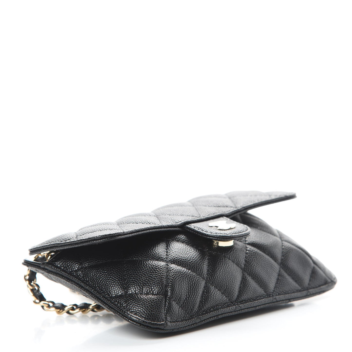 Caviar Fabric Quilted Foldable Tote With Chain Black Multicolor
