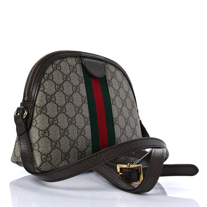 Gucci GG Supreme Monogram Textured Dollar Calfskin Web Small Ophidia Dome Shoulder Bag Beige Ebony New Acero 3 of 8