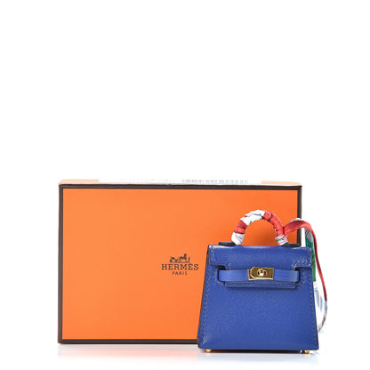 Hermes Tadelakt Mini Kelly Twilly Bag Charm Bleu Electrique 5 of 5