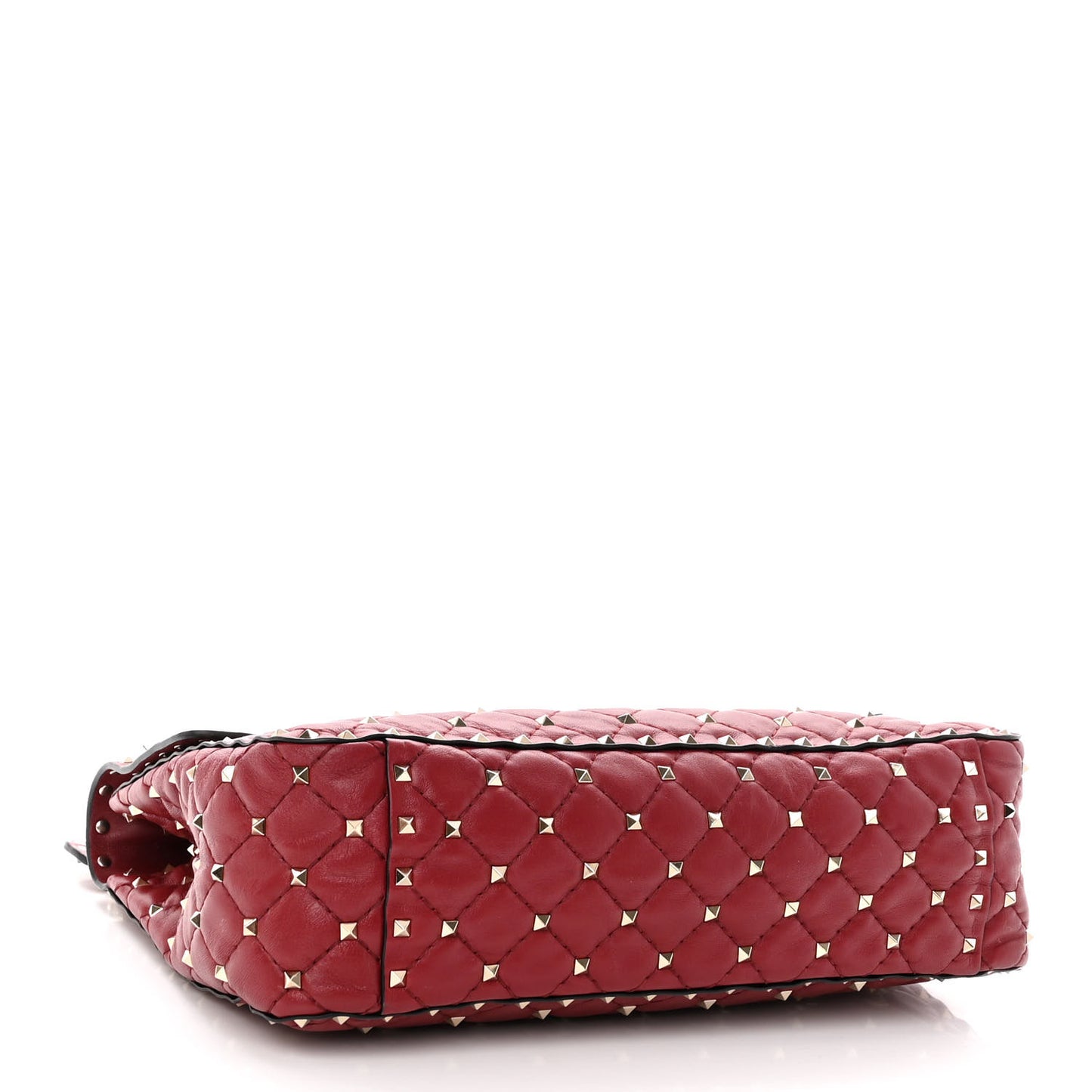 Lambskin Large Rockstud Spike Shoulder Bag Red