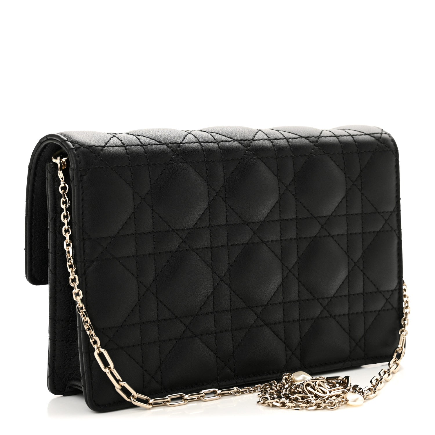 Christian Dior Lambskin Cannage Chain My Dior Daily Chain Pouch Black 3 of 10