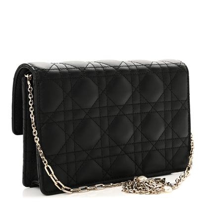 Christian Dior Lambskin Cannage Chain My Dior Daily Chain Pouch Black 3 of 10