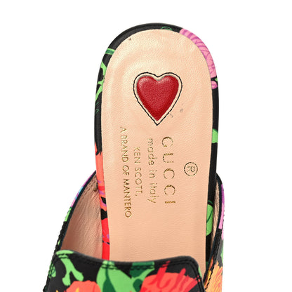 Gucci X KEN SCOTT Canvas Infinity Jenni Women's Princetown Slippers 35.5 Black Pink 7 of 10