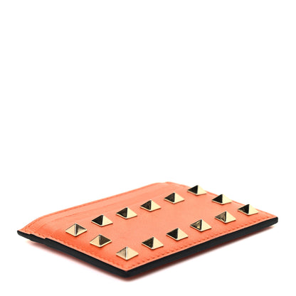 Valentino Garavani Vitello Rockstud Card Holder Orange 4 of 8