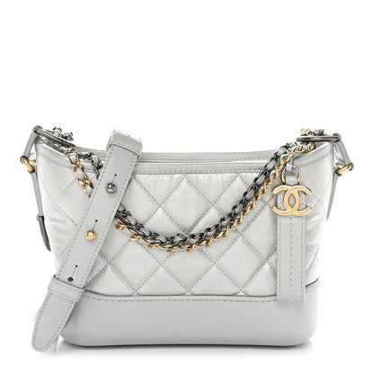 Chanel Metallic Aged Calfskin Quilted Small Gabrielle Hobo Silver 1 of 12