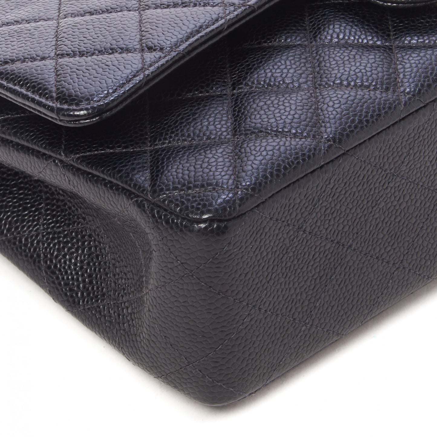 Caviar Quilted Medium Double Flap Black