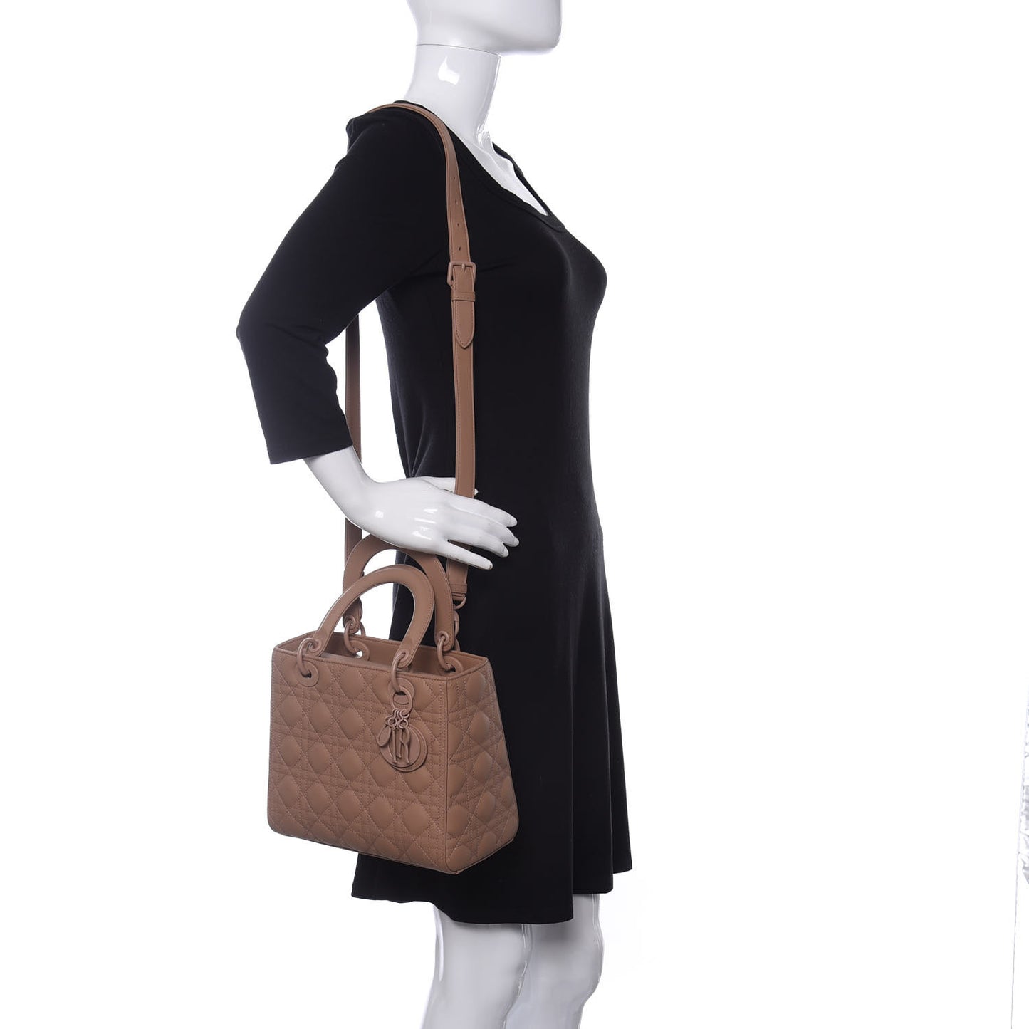 Ultra Matte Calfskin Cannage Medium Lady Dior Beige