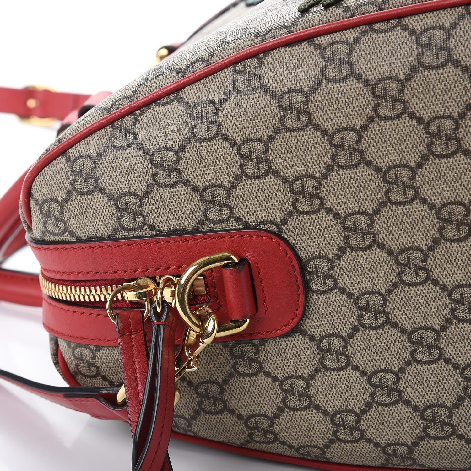 Gucci GG Supreme Monogram Kingsnake Heart Embroidered Medium Boston Hibiscus Red 17 of 17