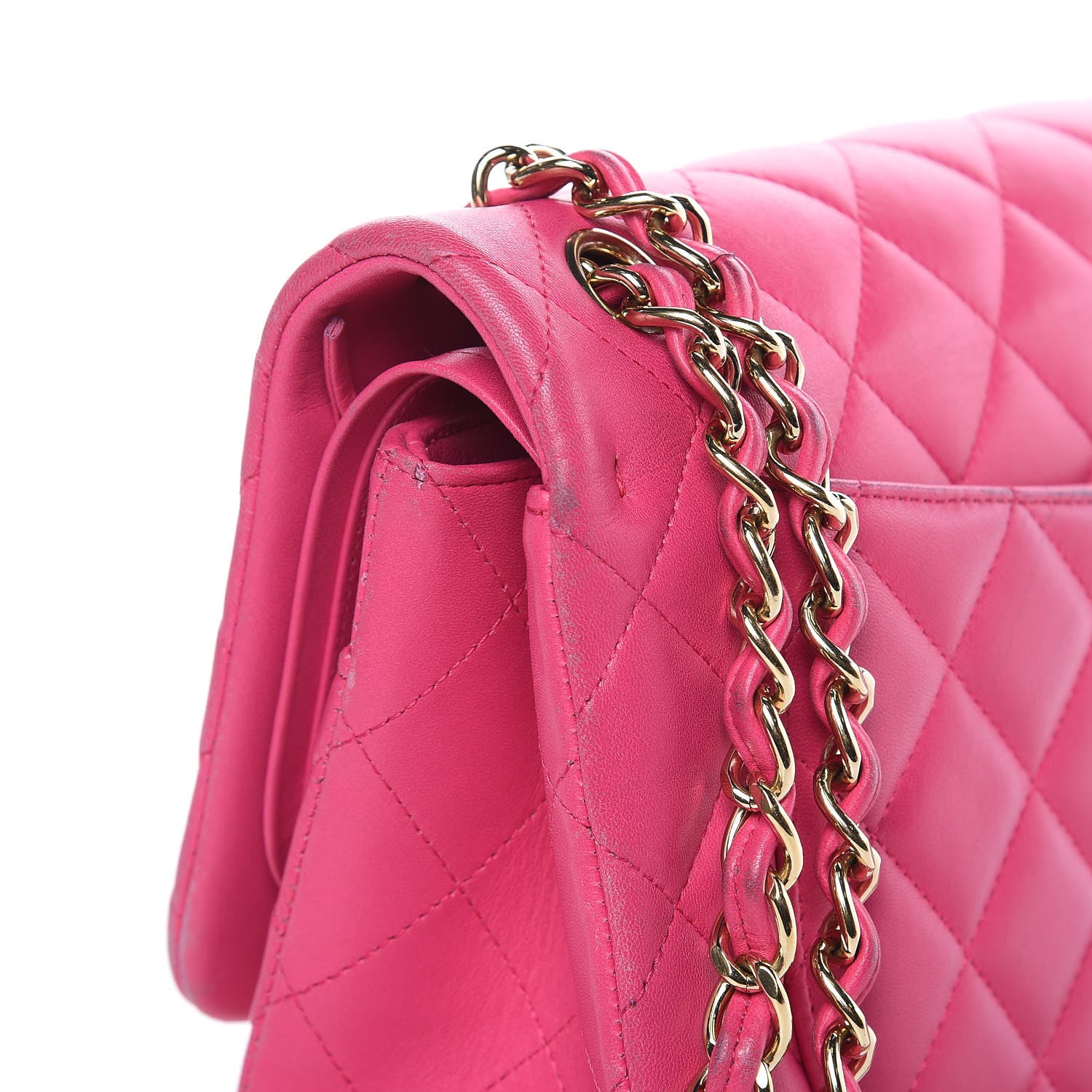 Chanel Lambskin Quilted Jumbo Double Flap Fuchsia 10 of 23