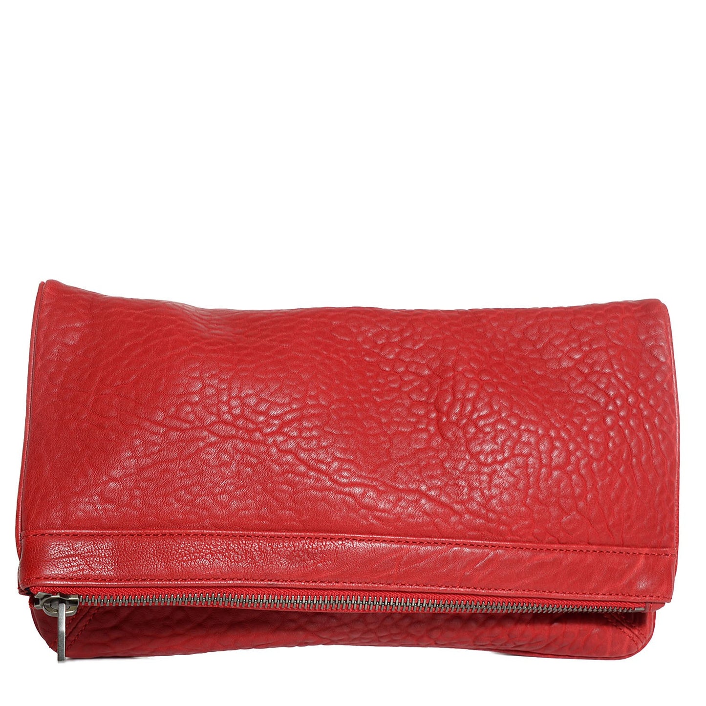 Textured Lambskin Dumbo Fold Over Clutch Cayenne