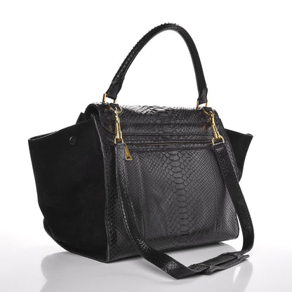 Celine Python Suede Medium Trapeze Black 4 of 8
