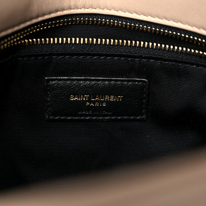 Saint Laurent Lambskin Quilted Medium Loulou Puffer Monogram Chain Satchel Dark Beige 7 of 13