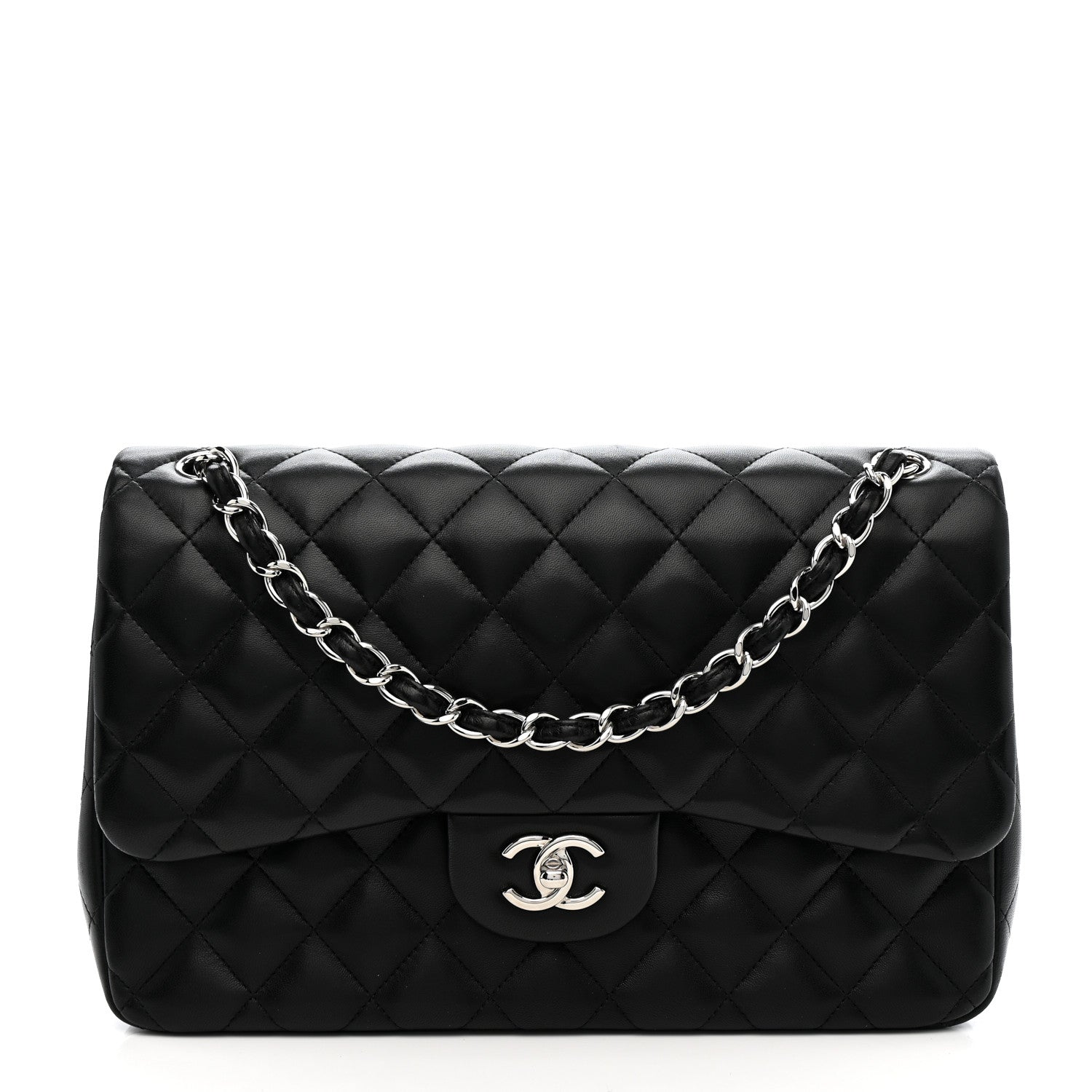 Chanel Lambskin Quilted Jumbo Double Flap Black 1 of 14