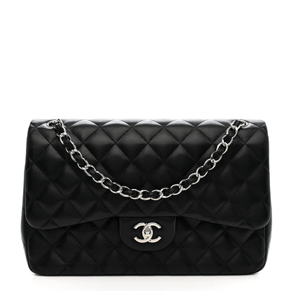 Chanel Lambskin Quilted Jumbo Double Flap Black 1 of 14