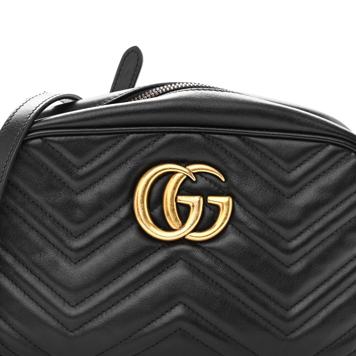 Calfskin Matelasse Small GG Marmont Chain Shoulder Bag Black