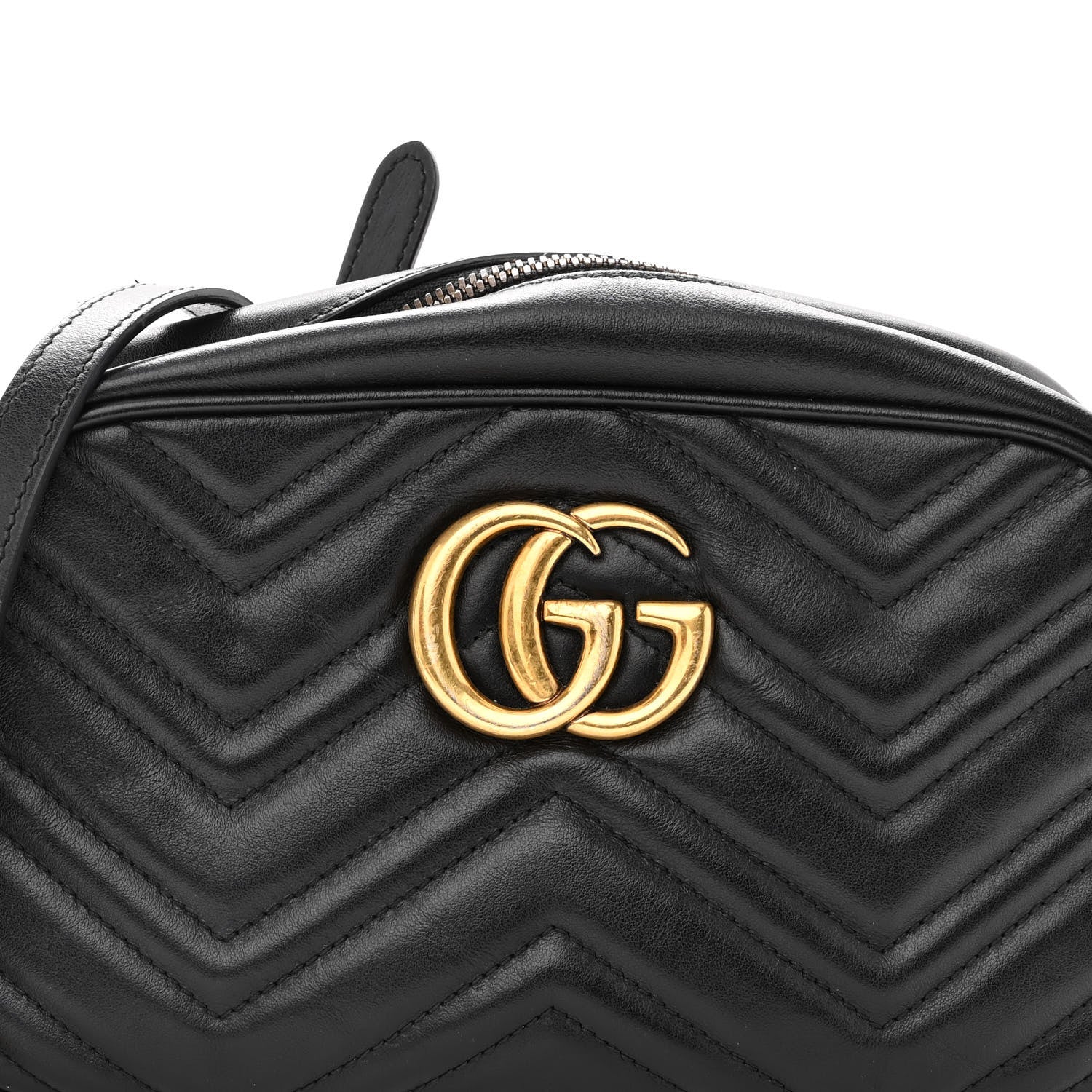 Gucci Calfskin Matelasse Small GG Marmont Chain Shoulder Bag Black 8 of 10