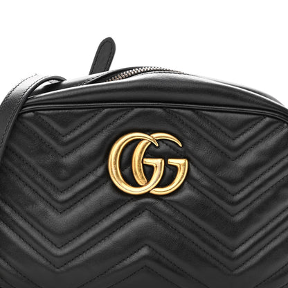 Gucci Calfskin Matelasse Small GG Marmont Chain Shoulder Bag Black 8 of 10
