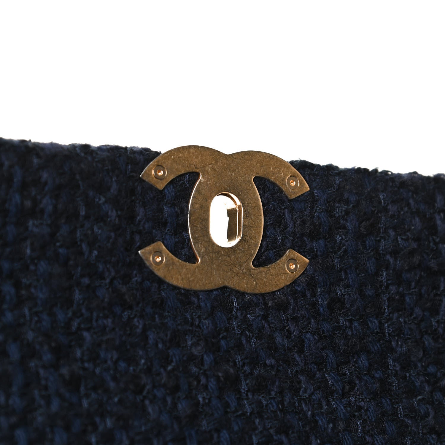 Chanel Tweed Quilted Large Chanel 19 Flap Navy Blue 15 of 16