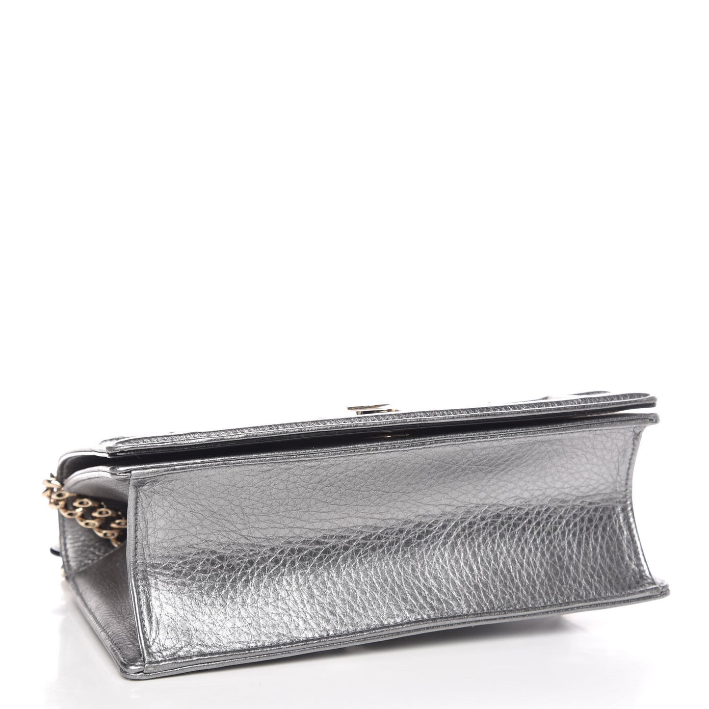 Metallic Grained Calfskin Medium Diorama Flap Bag Silver