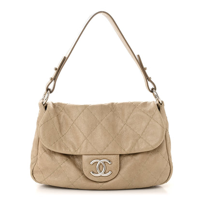 Chanel Glazed Calfskin Stitched On The Road Flap Dark Beige 1 of 10